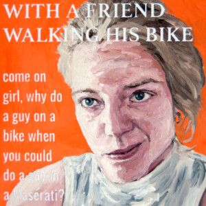 With a Friend Walking His Bike