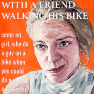 With a Friend Walking His Bike